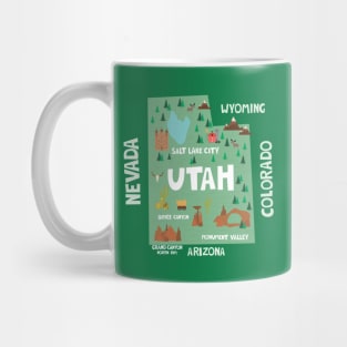 Utah State USA Illustrated Map Mug